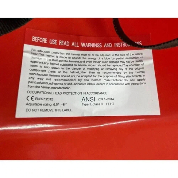 ACERPAL Full Brim Vented Red Finish Construction Hard Hat Work OSHA Approved - Picture 4 of 12